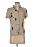 T Tahari 100% Polyester Animal Print Tan Short Sleeve Blouse Size XS - photo 1