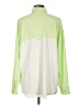 Peace Love World 100% Polyester Color Block Green Long Sleeve Blouse Size L - photo 2