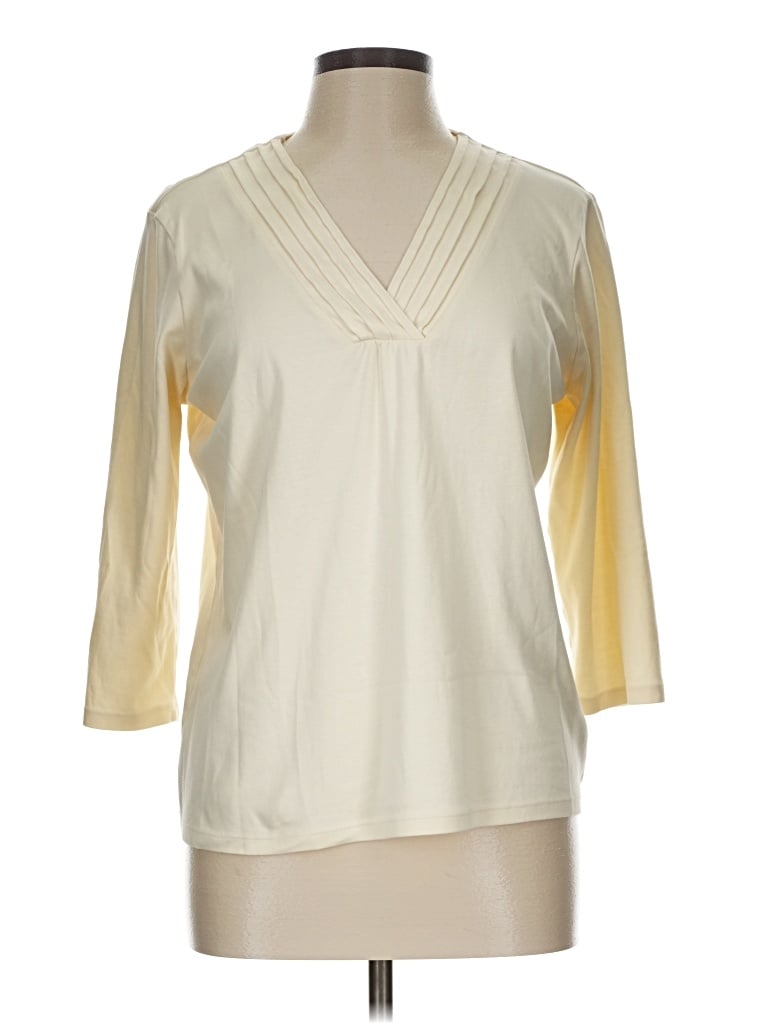 Pre-owned L.l.bean 3/4 Sleeve T-shirt In White