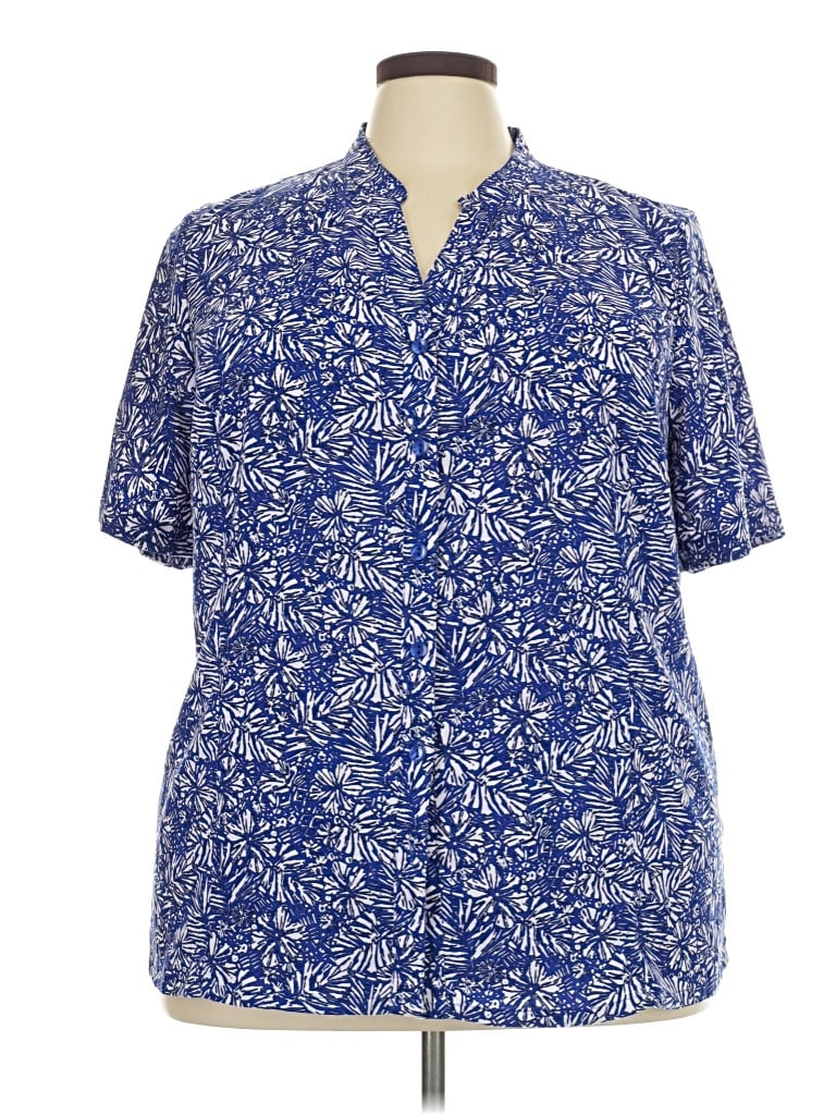 Pre-owned Catherines Short Sleeve Blouse In Blue
