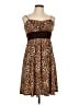 Wrapper Animal Print Brown Cocktail Dress Size L - photo 1