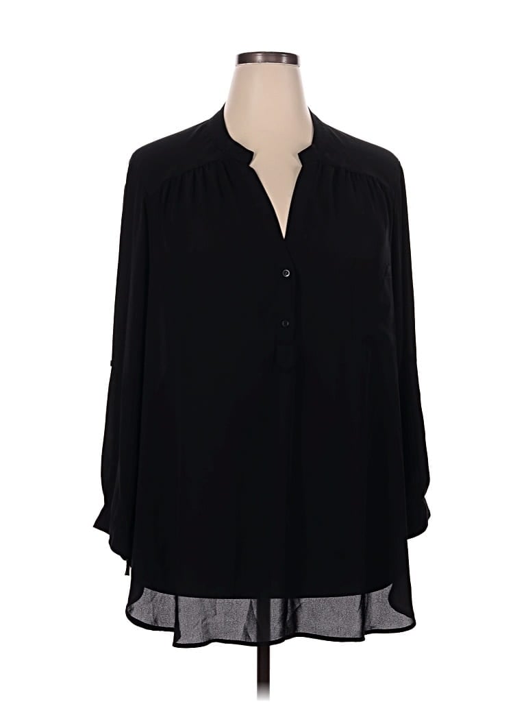 Pre-owned Pleione Long Sleeve Blouse In Black