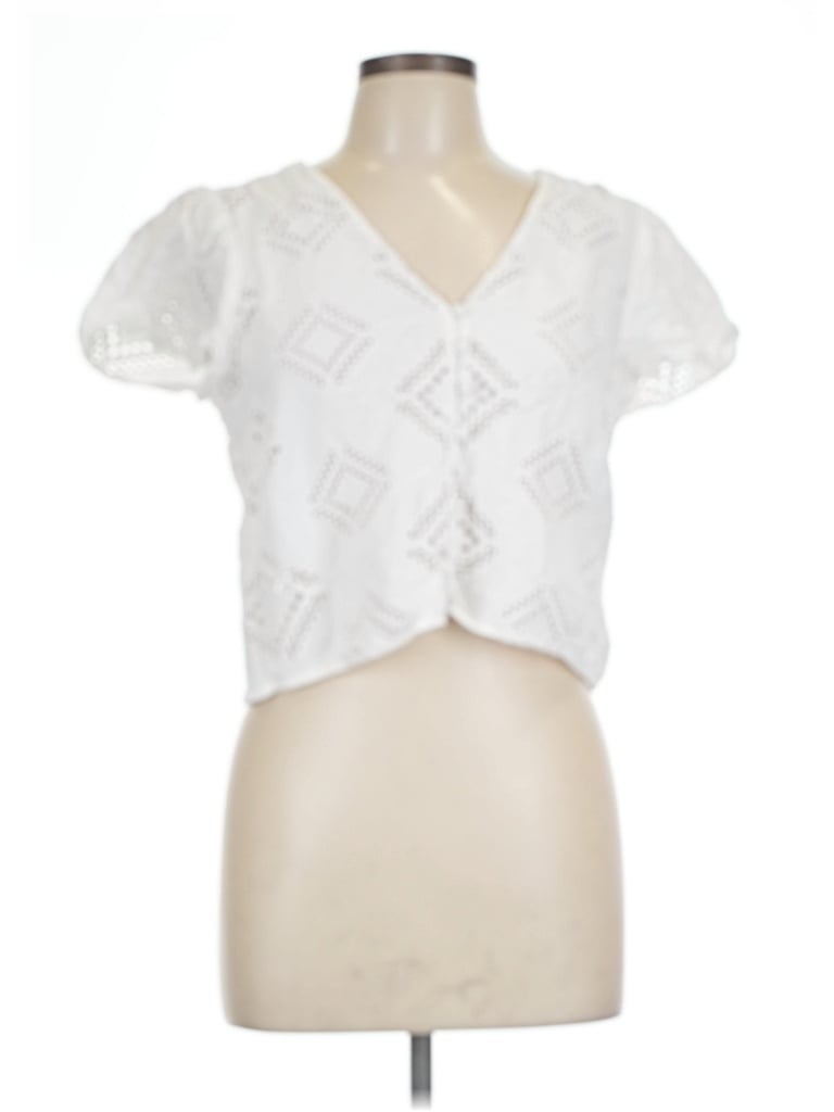 Pre-owned Madewell Short Sleeve Blouse In White