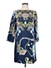 Tibi 100% Silk Graphic Blue Cocktail Dress Size 4 - photo 1