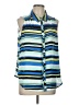 Elle 100% Polyester Stripes Blue Sleeveless Blouse Size L - photo 1