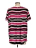 Pleione 100% Polyester Stripes Pink Short Sleeve Blouse Size L - photo 2