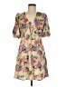 Topshop 100% Polyester Floral Tan Casual Dress Size 8 - photo 1