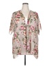 Try This Floral Tan Short Sleeve Blouse Size 2X (estimated) - photo 1