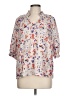 AVARA 100% Cotton Floral Silver 3/4 Sleeve Blouse Size L - photo 1