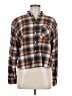 Express Plaid Brown Long Sleeve Button-Down Shirt Size M - photo 1