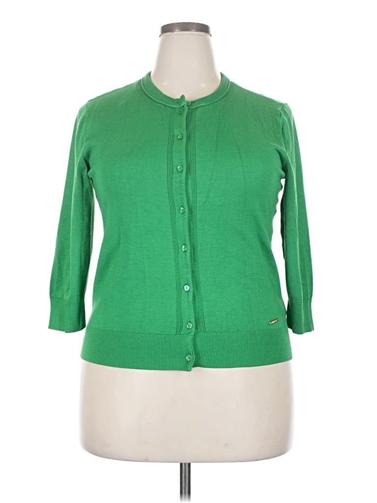 Pre-owned Ellen Tracy Cardigan Sweater In Green
