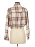 No Comment Plaid Brown Long Sleeve Blouse Size M - photo 2