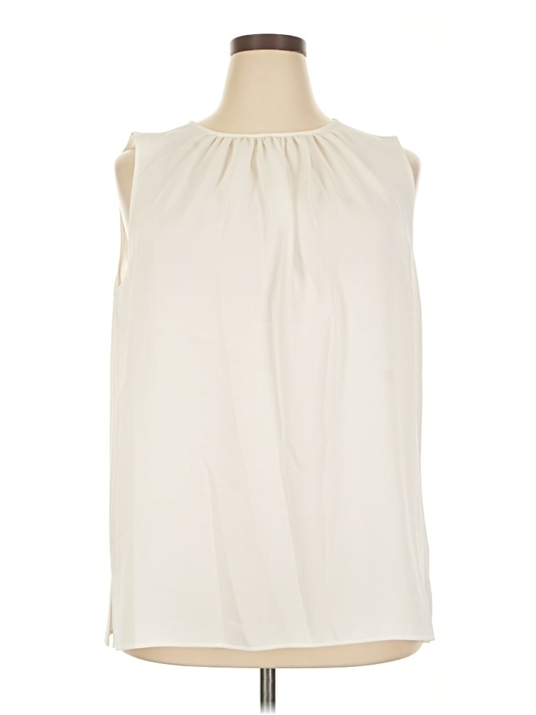 Pre-owned Lafayette 148 Sleeveless Blouse In White