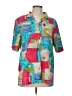 Unbranded Color Block Teal Short Sleeve Blouse Size L - photo 1