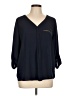 Tacera 100% Polyester Blue 3/4 Sleeve Blouse Size L - photo 1