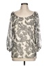 Pendleton 100% Silk Silver 3/4 Sleeve Silk Top Size 10 - photo 1