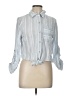 Love Notes 100% Cotton Stripes Blue Long Sleeve Button-Down Shirt Size L - photo 1
