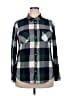 Merona 100% Rayon Plaid Green Long Sleeve Button-Down Shirt Size XXL - photo 1