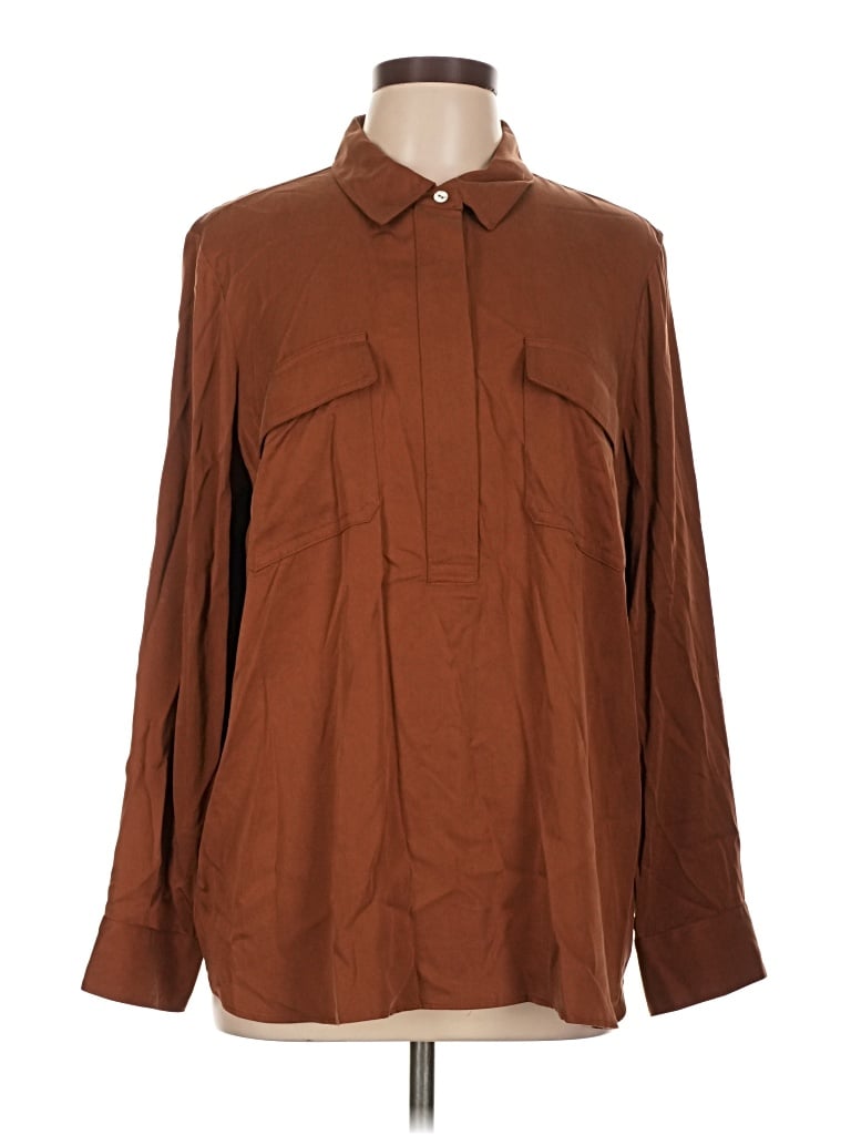 Jjill Long Sleeve Button Down Shirt In Brown