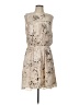 H By Halston 100% Polyester Paisley Tan Casual Dress Size L - photo 1
