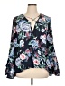 Charming Charlie 100% Polyester Floral Blue Long Sleeve Blouse Size 1X - photo 1