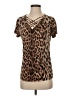 INC International Concepts Animal Print Brown Short Sleeve Top Size S - photo 1