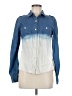 Dina Be Color Block Blue Long Sleeve Button-Down Shirt Size M - photo 1