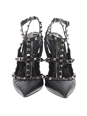 Valentino Garavani Noir Leather Rockstud Caged Heels (view 2)