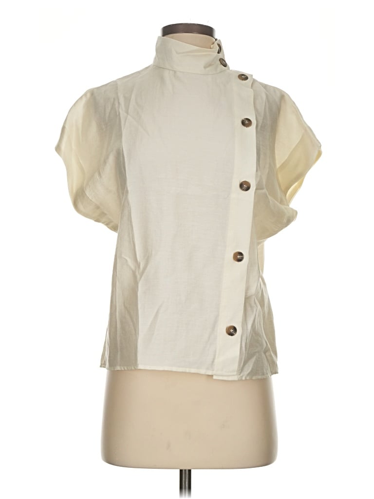 Pre-owned Zara Short Sleeve Blouse In White
