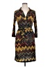 Mlle Gabrielle Chevron-herringbone Brown Casual Dress Size L - photo 1