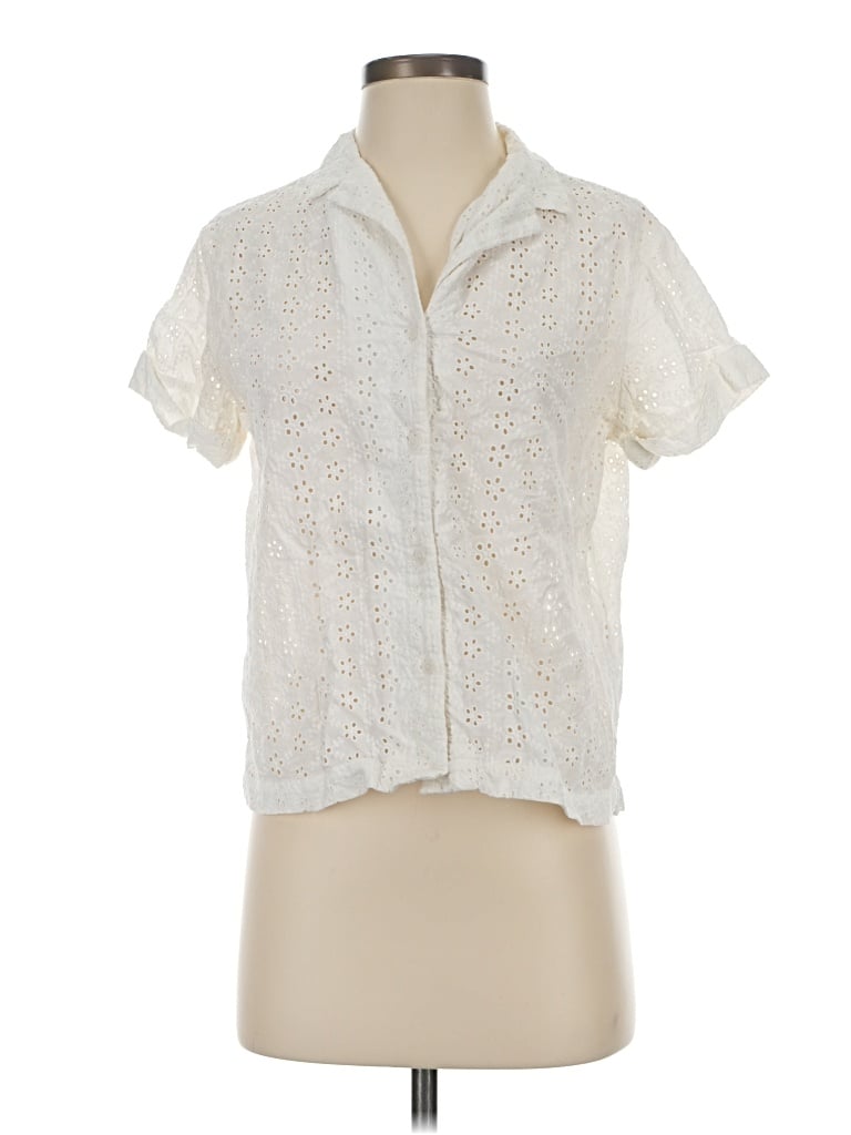 Pre-owned Banana Republic Factory Store Short Sleeve Blouse In White