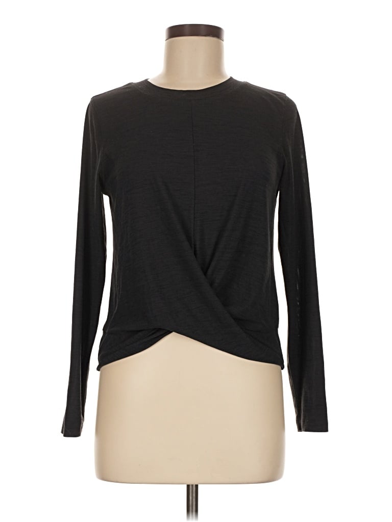 Pre-owned Active By Old Navy Long Sleeve Top Black Crew Neck Tops