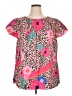Shein Curve 100% Polyester Pink Short Sleeve Blouse Size 14 Plus (1) - photo 1