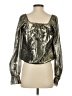 Ramy Brook Metallic Silver Gold Long Sleeve Silk Top Size XS - photo 2