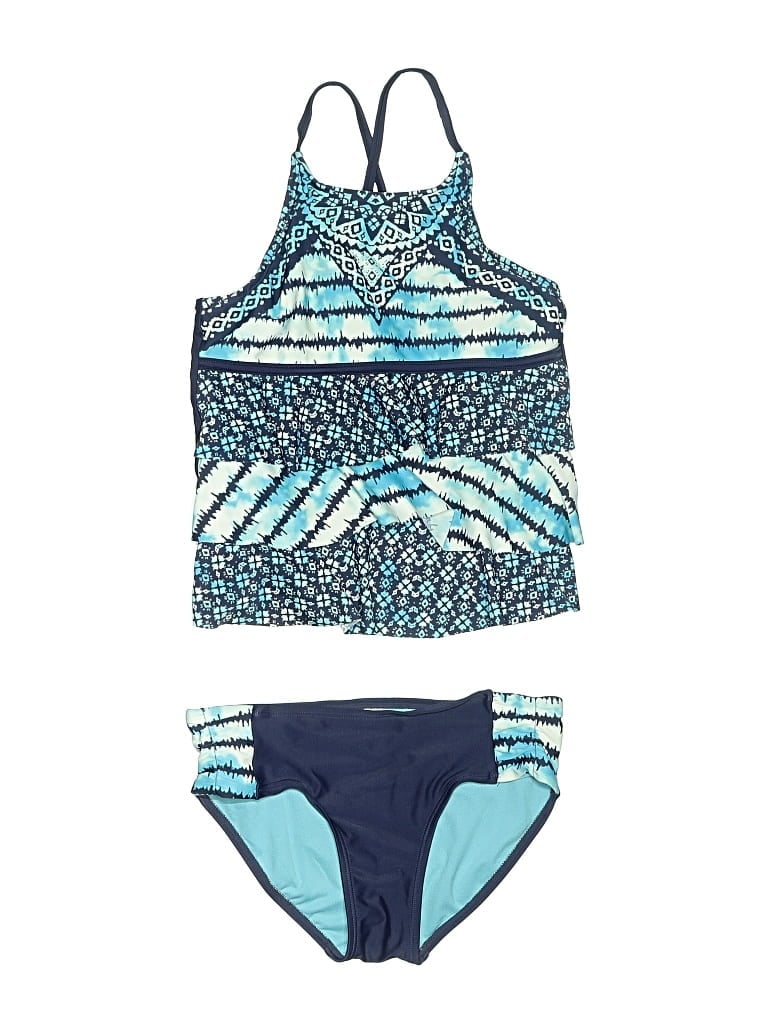 Pre-owned Justice Kids' Two Piece Swimsuit In Blue