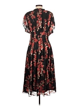 open lace back dress Mikael Aghal Floral Print Sheer Chiffon Midi Dress  Long Sleeve High  MIKAEL  AGHAL