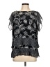 CAbi 100% Polyester Floral Black Short Sleeve Blouse Size L - photo 1