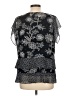 CAbi 100% Polyester Floral Black Short Sleeve Blouse Size L - photo 2