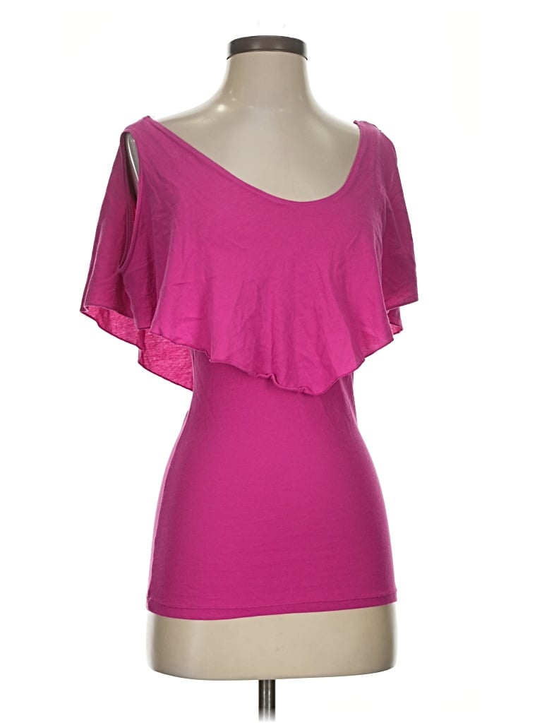 Pre-owned Bobi Short Sleeve Top Pink Scoop Neck Tops