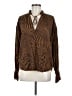 Equipment 100% Rayon Animal Print Brown Long Sleeve Blouse Size M - photo 1