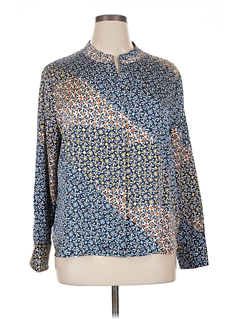 Pre-owned Nic + Zoe Long Sleeve Blouse In Blue