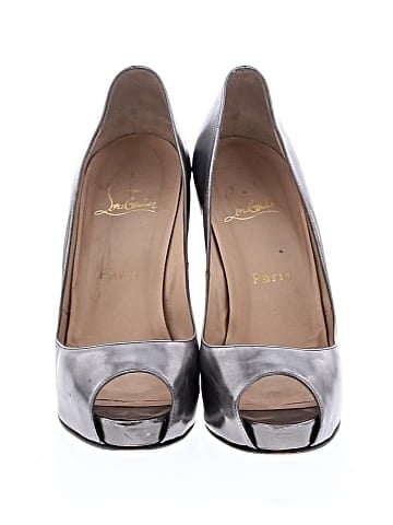 Christian Louboutin Metallic Leather Very Prive Peep Toe Pumps 120mm (view 2)