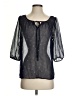Umgee 100% Polyester Print Blue Black 3/4 Sleeve Blouse Size S - photo 1