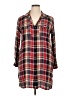 Indigo Thread Co. 100% Rayon Plaid Red 3/4 Sleeve Button-Down Shirt Size XL - photo 1