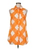 Boden 100% Cotton Argyle Orange Sleeveless Button-Down Shirt Size 6L - photo 1