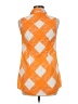 Boden 100% Cotton Argyle Orange Sleeveless Button-Down Shirt Size 6L - photo 2