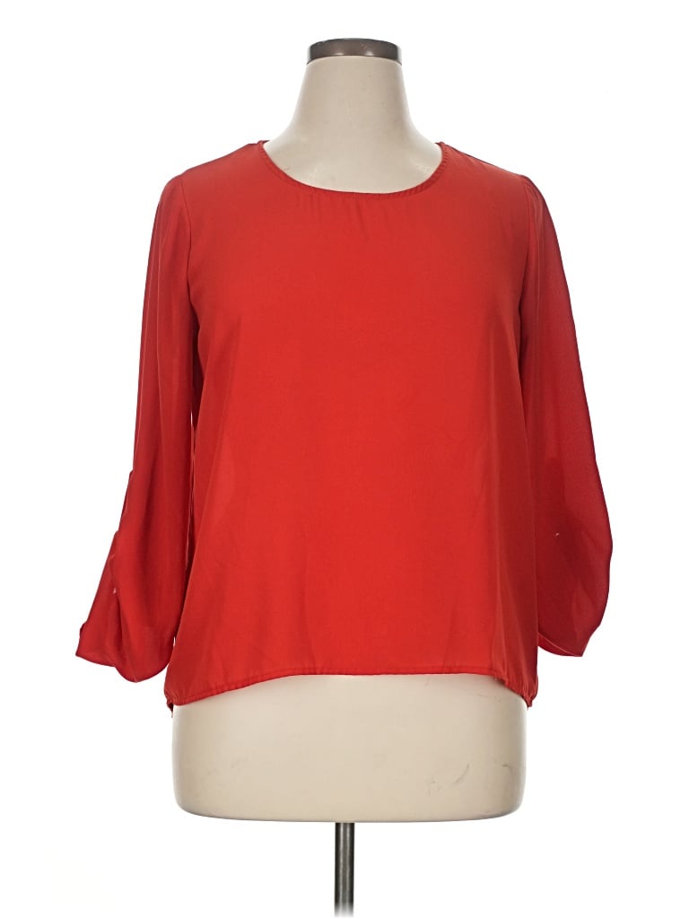 Pre-owned Lily White 3/4 Sleeve Top Red Boatneck Tops