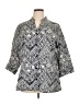 Saint Tropez West 100% Linen Paisley Silver 3/4 Sleeve Button-Down Shirt Size 1X - photo 1