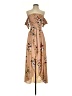 Unbranded Floral Tan Casual Dress Size XXS - photo 1