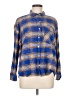 Forever 21 100% Cotton Plaid Blue Long Sleeve Button-Down Shirt Size M - photo 1